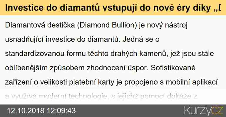 Investice do diamantů vstupují do nové éry díky „Diamantové destičce“